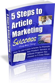 Ebook cover: 5 Steps to Article Marketing Success