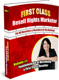 Ebook cover: First Class Resell Rights Marketer